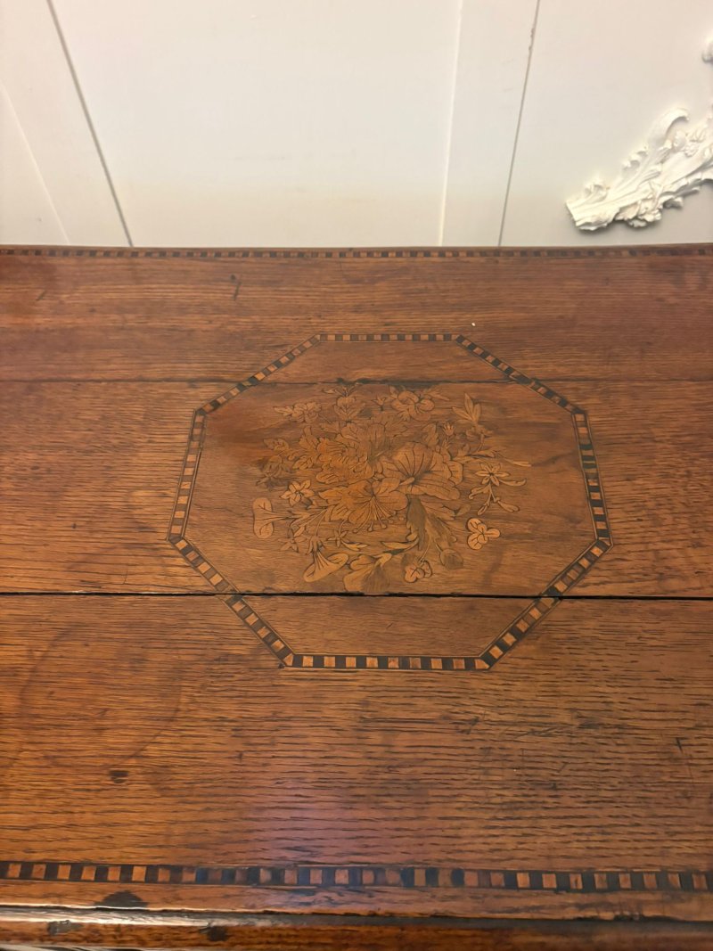 Exceptional Quality 17th Century Antique Oak Mule Chest with Marquetry Inlay